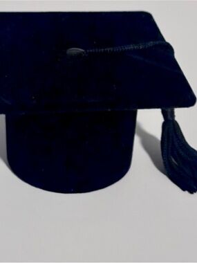 Classic Black Graduation Cap with Tassel Jewelry Box
